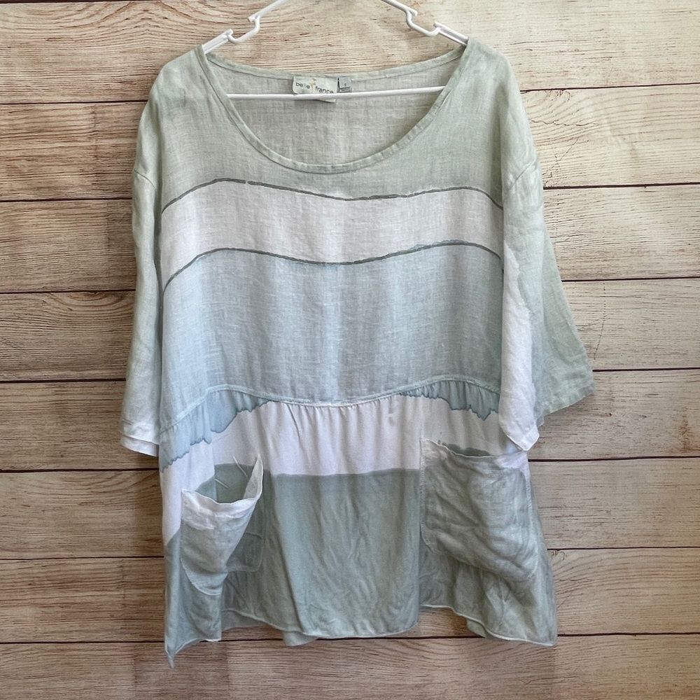 BELLE FRANCE LAGENLOOK OVERSIZED TOP IN 100% LINEN